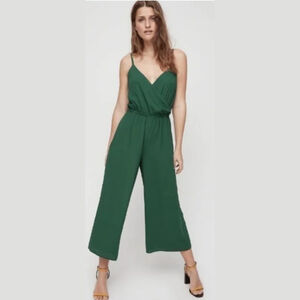 Wilfred Melodie Jumpsuit Green V-Neck Sleeveless Women's Medium Wide Leg